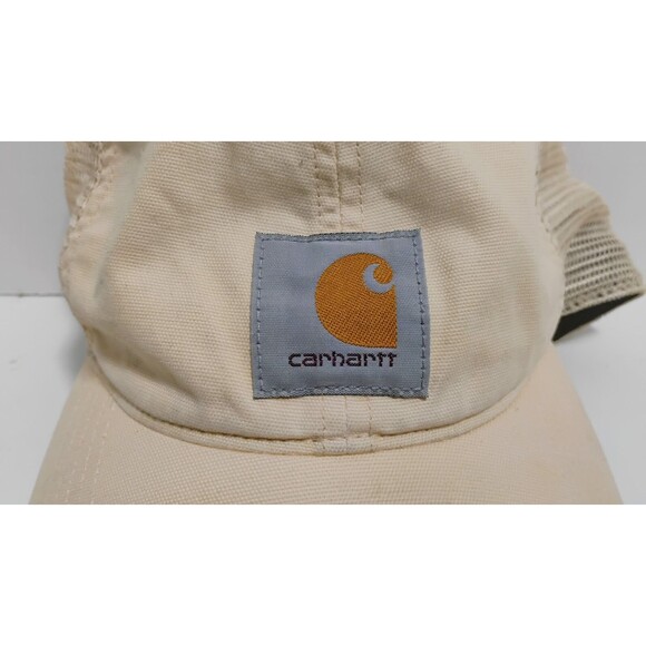 CARHARTT BRAND ADJUSTABLE SNAPBACK IVORY CANVAS FORCE RUGGED WORK CAP HAT - Picture 2 of 7
